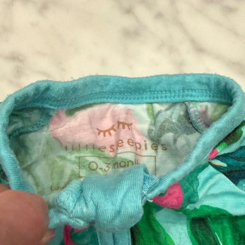 Little Sleepies Pink Flamingo Print Footed One-Piece - Teal - Picture 3 of 3